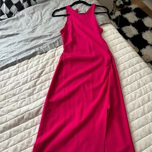 A New Day Pink Ruched Midi Dress